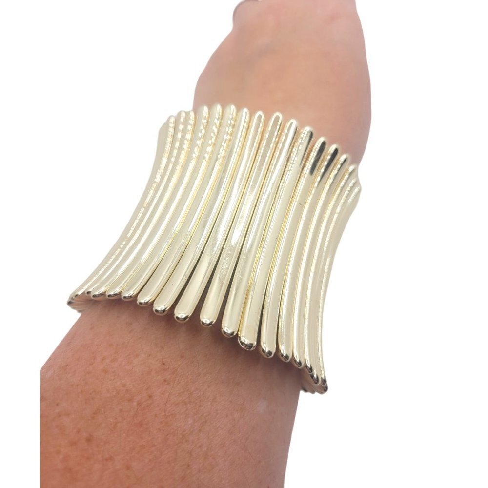 Tall High Polished Gold Color Women's Bracelet - Picture 3 of 3